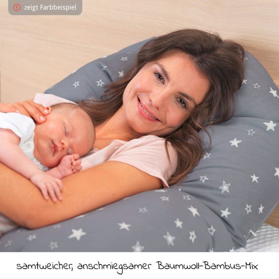 Theraline Nursing pillow The Original with spelt husk filling incl. cover Bamboo 190 cm - Grey