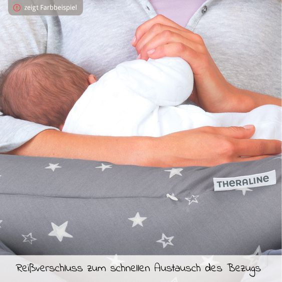 Theraline Nursing pillow The Original with spelt husk filling incl. cover Bamboo 190 cm - Grey