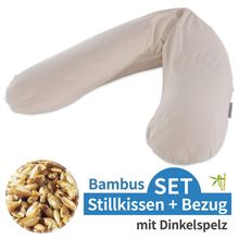 Stillkissen Das Original mit Dinkelspelz-Füllung inkl. Bezug Bamboo 190 cm - Kieselgrau