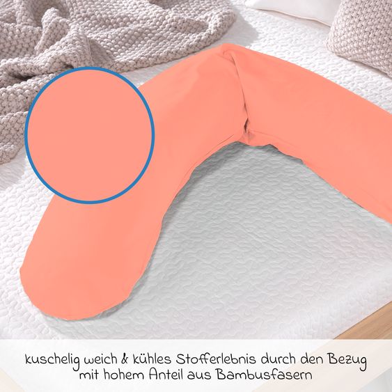 Theraline Stillkissen Das Original mit Dinkelspelz-Füllung inkl. Bezug Bamboo 190 cm - Koralle