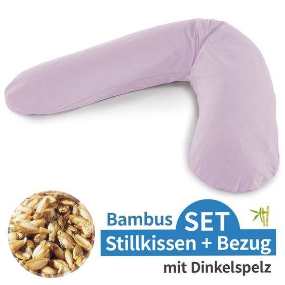 Theraline Stillkissen Das Original mit Dinkelspelz-Füllung inkl. Bezug Bamboo 190 cm - Lavendel