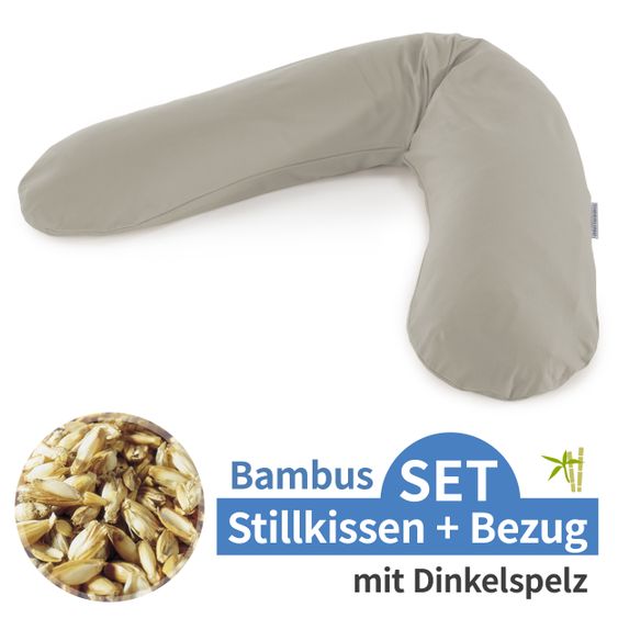 Theraline Stillkissen Das Original mit Dinkelspelz-Füllung inkl. Bezug Bamboo 190 cm - Lehmgrau