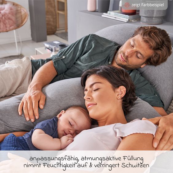 Theraline Nursing pillow The Original with spelt fur filling incl. cover Bamboo 190 cm - Melange Anthracite