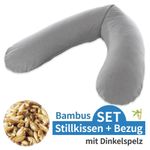Stillkissen Das Original mit Dinkelspelz-Füllung inkl. Bezug Bamboo 190 cm - Melange Mittelgrau