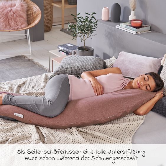 Theraline Stillkissen Das Original mit Dinkelspelz-Füllung inkl. Bezug Bamboo 190 cm - Melange Rosenholz