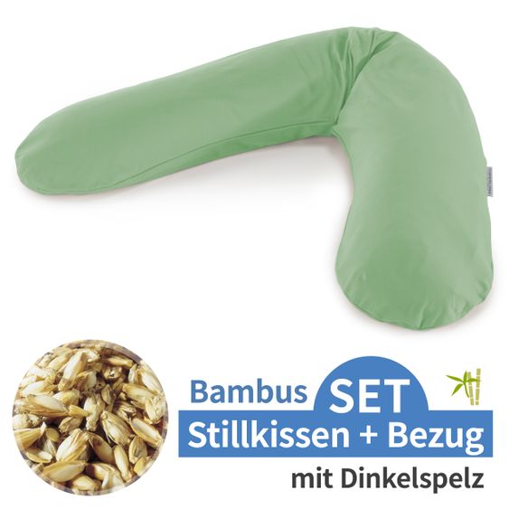 Theraline Stillkissen Das Original mit Dinkelspelz-Füllung inkl. Bezug Bamboo 190 cm - Pappel