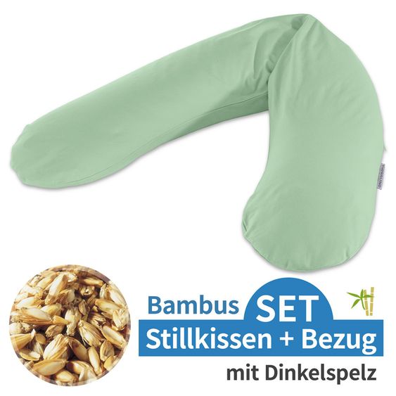 Theraline Stillkissen Das Original mit Dinkelspelz-Füllung inkl. Bezug Bamboo 190 cm - Pastellgrün
