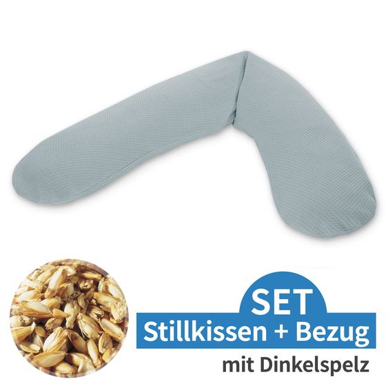 Theraline Stillkissen Das Original mit Dinkelspelz-Füllung inkl. Bezug Feinstrick 190 cm - Nebelblau