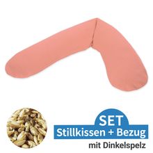 Cuscino per l'allattamento The Original con imbottitura in farro e fodera in maglia fine 190 cm - rosa pesca