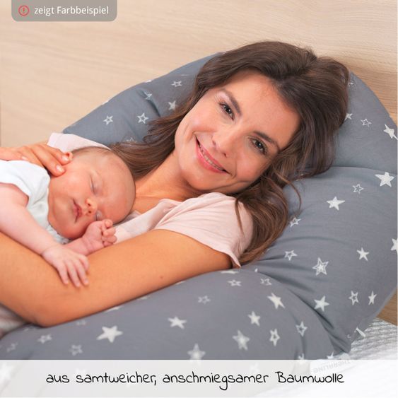 Theraline Cuscino per l'allattamento L'Originale con imbottitura di farro inclusa fodera a maglia fine 190 cm - Rosa cipria