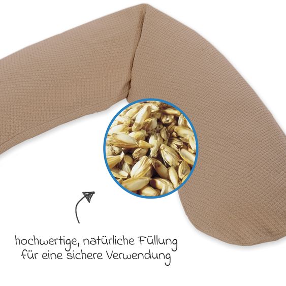 Theraline Cuscino per l'allattamento The Original con imbottitura in farro e fodera in maglia fine 190 cm - Savannah