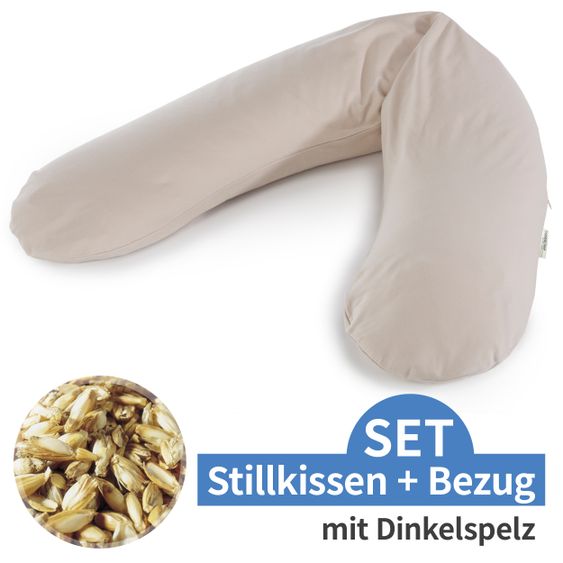 Theraline Stillkissen Das Original mit Dinkelspelz-Füllung inkl. Bezug Jersey 190 cm - Kieselgrau