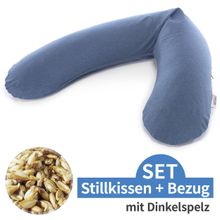 Stillkissen Das Original mit Dinkelspelz-Füllung inkl. Bezug Jersey 190 cm - Melange Navyblau