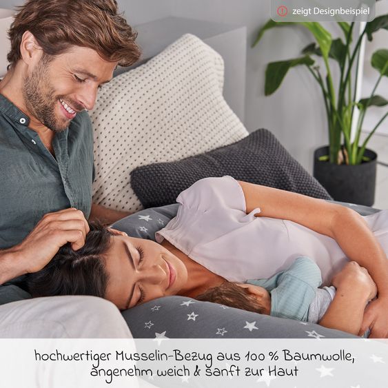 Theraline Stillkissen Das Original mit Dinkelspelz-Füllung inkl. Bezug Musselin 190 cm - Sandbeige