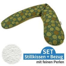 Nursing Pillow The Original with Fine Bead Filling incl. Cover 190 cm - Pusteblume - Dark Green