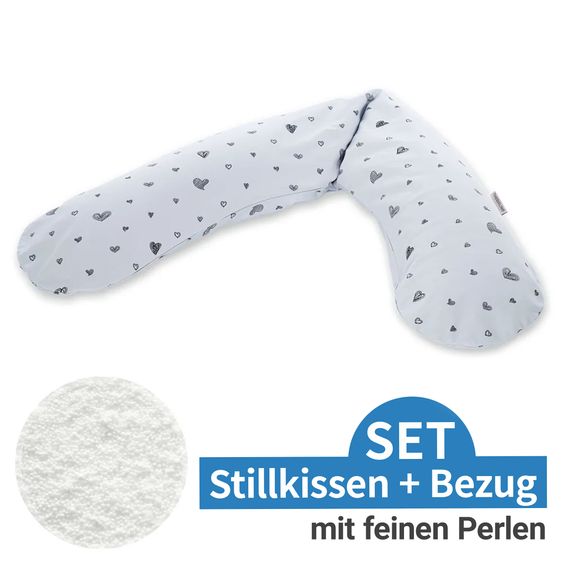 Theraline Nursing Pillow The Original with Fine Bead Filling incl. Cover 190 cm - Sweetheart