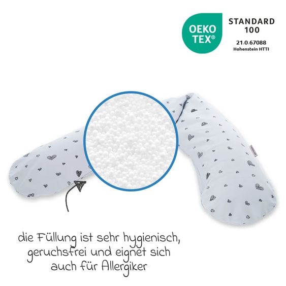 Theraline Nursing Pillow The Original with Fine Bead Filling incl. Cover 190 cm - Sweetheart