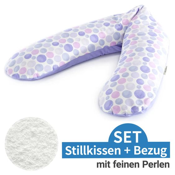 Theraline Stillkissen Das Original mit feiner Perlen-Füllung inkl. Bezug 190 cm - Waterdots - Lila