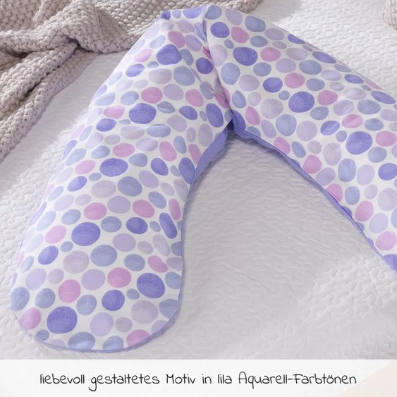 Theraline Stillkissen Das Original mit feiner Perlen-Füllung inkl. Bezug 190 cm - Waterdots - Lila