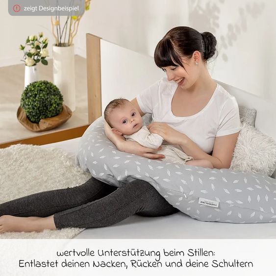 Theraline Stillkissen Das Original mit feiner Perlen-Füllung inkl. Bezug Bamboo 190 cm - Melange Blau-Grau