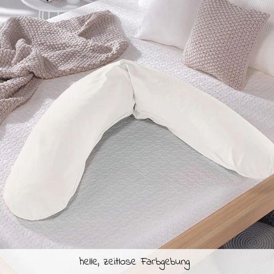 Theraline Nursing Pillow The Original with Fine Bead Filling incl. Cover Bamboo 190 cm - Cloud White