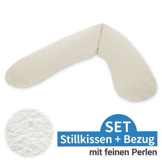 Theraline Stillkissen Das Original mit feiner Perlen-Füllung inkl. Bezug Feinstrick 190 cm - Creme