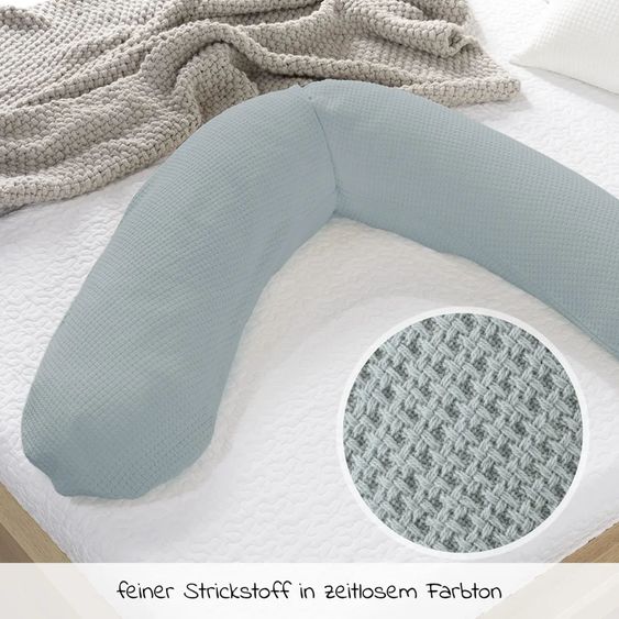 Theraline Nursing Pillow The Original with Fine Bead Filling incl. Cover Fine Knit 190 cm - Mist Blue
