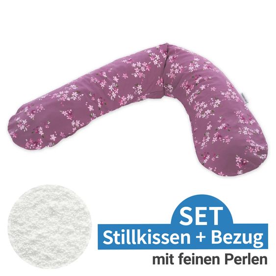 Theraline Nursing pillow The Original with micro bead filling incl. cover 190 cm - Floral Dream