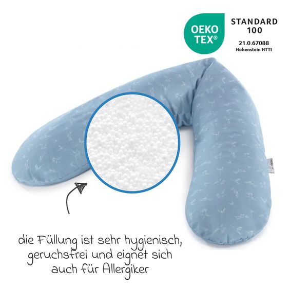 Theraline Cuscino per l'allattamento The Original con imbottitura in microperle e fodera 190 cm - Colibrì