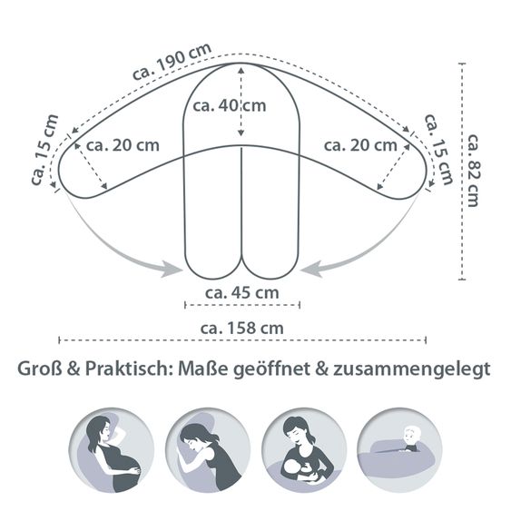 Theraline Stillkissen Das Original mit Mikroperlen-Füllung inkl. Bezug 190 cm - Kreuzchen
