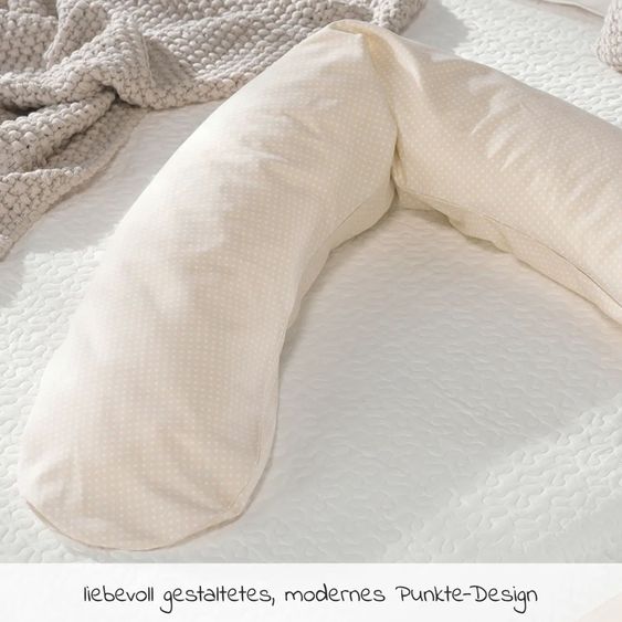 Theraline Nursing pillow The Original with micro beads filling incl. cover 190 cm - dots - beige
