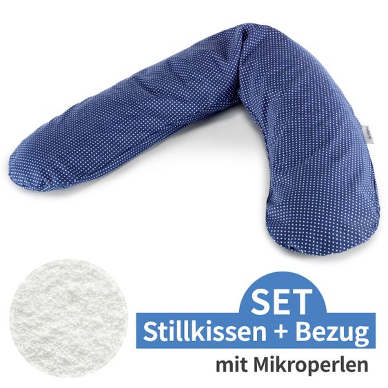 Theraline Stillkissen Das Original mit Mikroperlen-Füllung inkl. Bezug 190 cm - Punkte - Marine