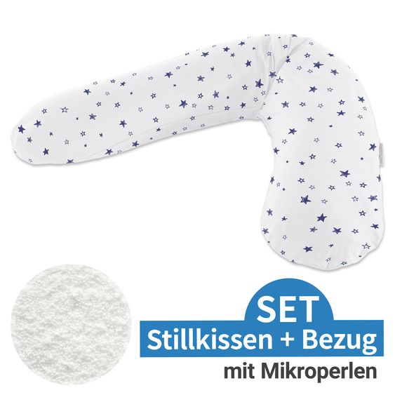 Theraline Stillkissen Das Original mit Mikroperlen-Füllung inkl. Bezug 190 cm - Sternenhimmel - Weiß