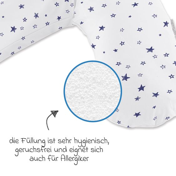 Theraline Nursing pillow The Original with microbead filling incl. cover 190 cm - Starry sky - White