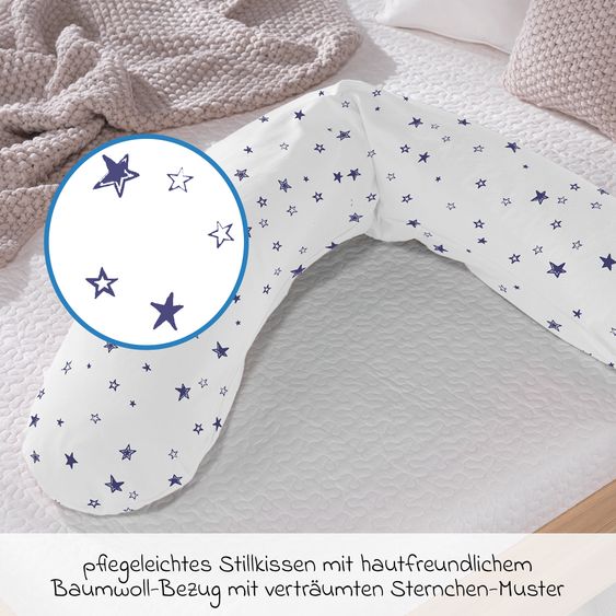 Theraline Nursing pillow The Original with microbead filling incl. cover 190 cm - Starry sky - White