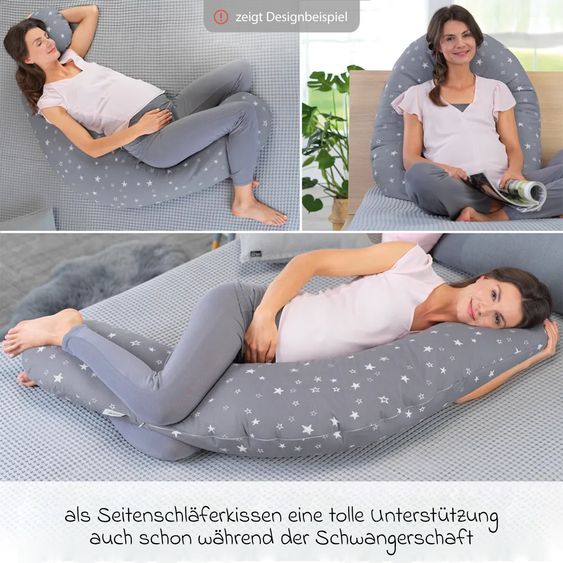 Theraline Nursing pillow The Original with microbead filling incl. cover 190 cm - Starry sky - White