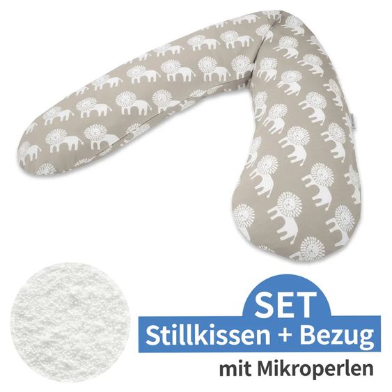 Theraline Stillkissen Das Original mit Mikroperlen-Füllung inkl. Bezug 190 cm - Wüstenkönig - Taupe