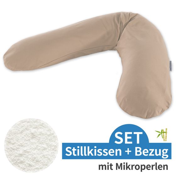 Theraline Stillkissen Das Original mit Mikroperlen-Füllung inkl. Bezug Bamboo 190 cm - Cappuccino