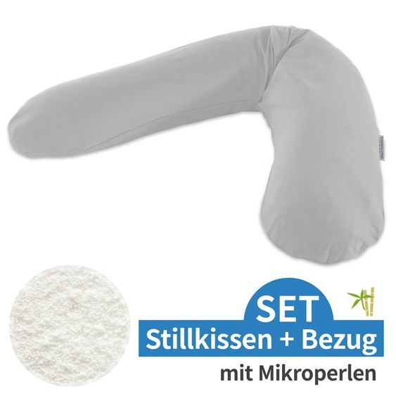 Theraline Stillkissen Das Original mit Mikroperlen-Füllung inkl. Bezug Bamboo 190 cm - Grau