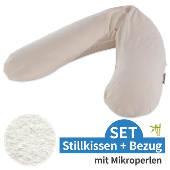 Theraline Stillkissen Das Original mit Mikroperlen-Füllung inkl. Bezug Bamboo 190 cm - Kieselgrau