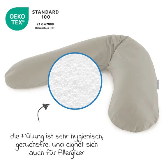 Theraline Nursing pillow The Original with micro bead filling incl. cover Bamboo 190 cm - clay gray