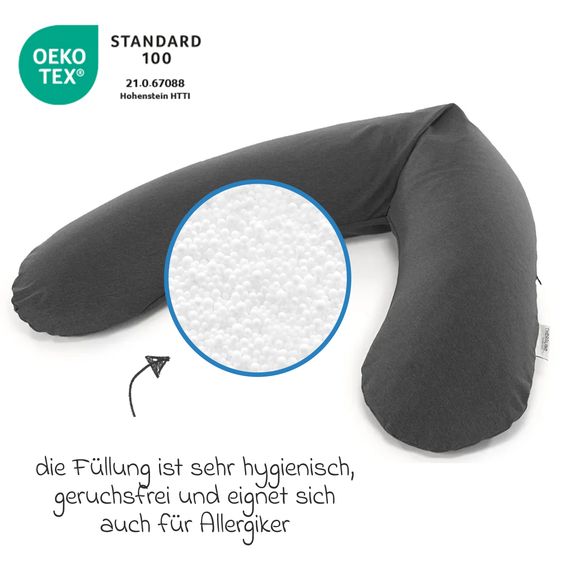 Theraline Nursing pillow The Original with micro bead filling incl. cover Bamboo 190 cm - Melange Anthracite