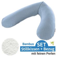 Stillkissen Das Original mit Mikroperlen-Füllung inkl. Bezug Bamboo 190 cm - Melange Blau-Grau