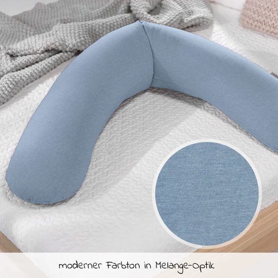 Theraline Nursing pillow The Original with micro bead filling incl. cover Bamboo 190 cm - Melange Blue-Grey