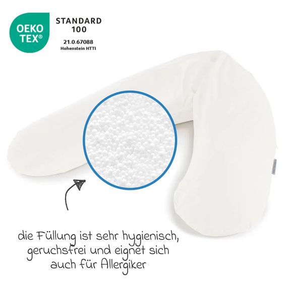 Theraline Stillkissen Das Original mit Mikroperlen-Füllung inkl. Bezug Bamboo 190 cm - Wolkenweiß