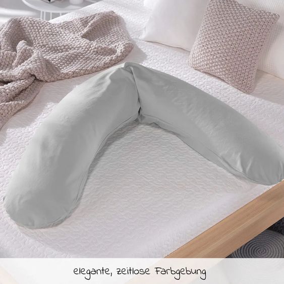 Theraline Stillkissen Das Original mit Mikroperlen-Füllung inkl. Bezug BIO-Jersey 190 cm - Grau