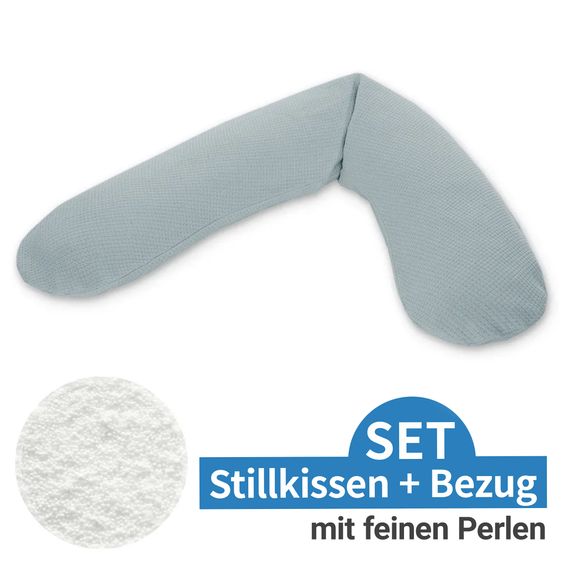 Theraline Stillkissen Das Original mit Mikroperlen-Füllung inkl. Bezug Feinstrick 190 cm - Nebelblau