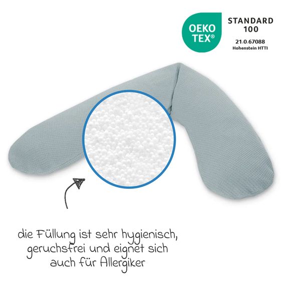 Theraline Stillkissen Das Original mit Mikroperlen-Füllung inkl. Bezug Feinstrick 190 cm - Nebelblau