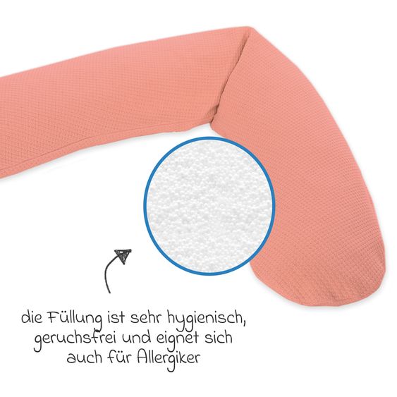 Theraline Stillkissen Das Original mit Mikroperlen-Füllung inkl. Bezug Feinstrick 190 cm - Pfirsichrosa