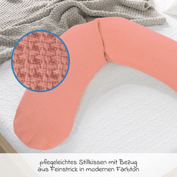 Theraline Stillkissen Das Original mit Mikroperlen-Füllung inkl. Bezug Feinstrick 190 cm - Pfirsichrosa